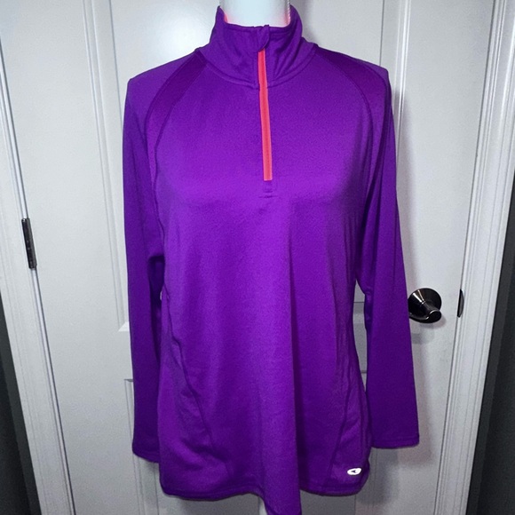 Champion Tops - Champion C9 Purple Quarter Zip Athletic Pullover Lightweight Running Top LG